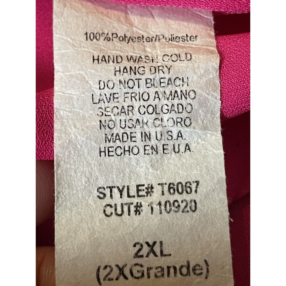 Vtg 80s Vision USA Pullover Blouse 2XL Vibrant Pink Sleeveless Career Party City - Picture 10 of 10